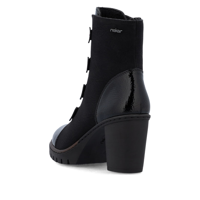 Bottines Rieker noires pour femme Y2576-00 avec fermeture éclair. Chaussure vue de dessus.