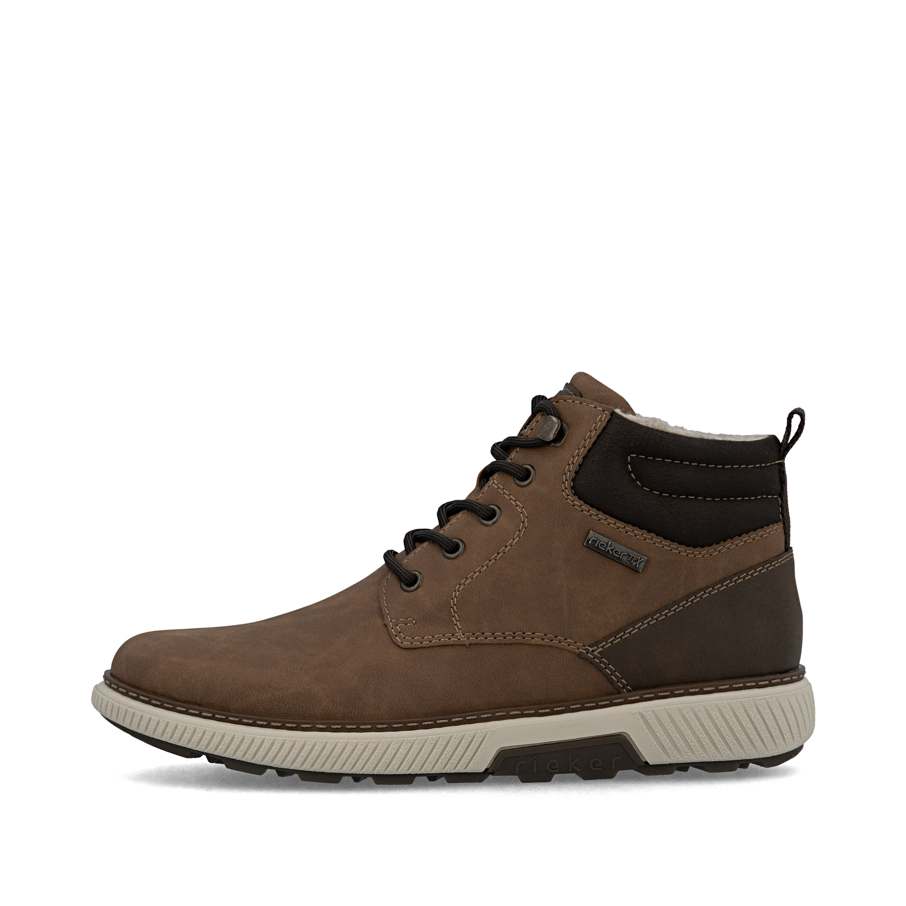 Bottes à lacets Rieker marron pour homme B3302-24 avec membrane RiekerTEX. Côté extérieur de la chaussure.