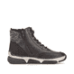 Dunkelbraun-beige Rieker Damen Schnürstiefel 45956-25 mit Strick-Kragen. Schuh Innenseite.