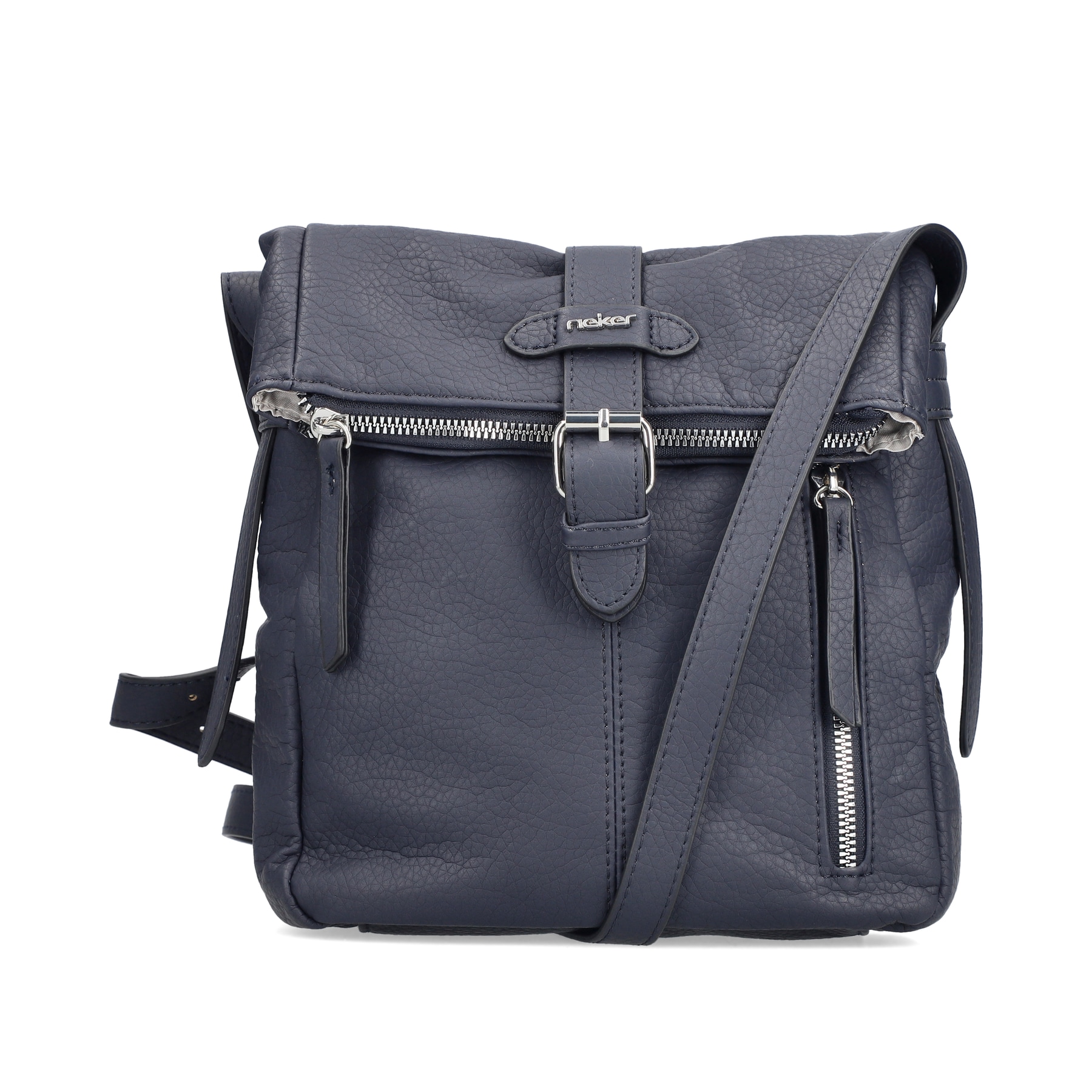 Sac Ã  dos Rieker H1103-12 en noir avec fermeture éclair, poche extérieure et fermeture magnétique. Face avant.