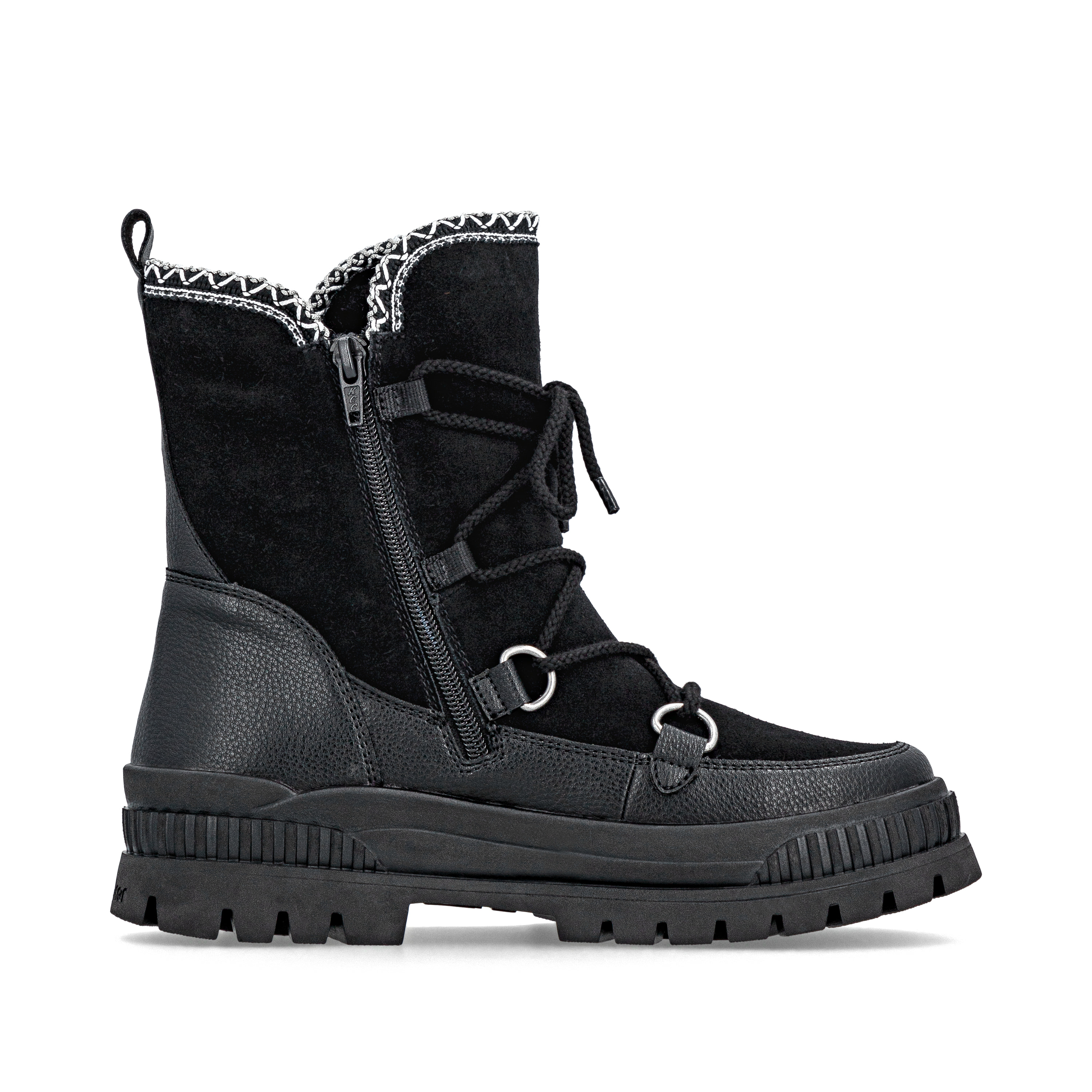 Rieker DAMES Enkellaarzen 73456, Vrouwen Enkellaarsjes,laarzen,halve laarzen,bootie,plat,Zwart (schwarz / 00),37 EU / 4 UK