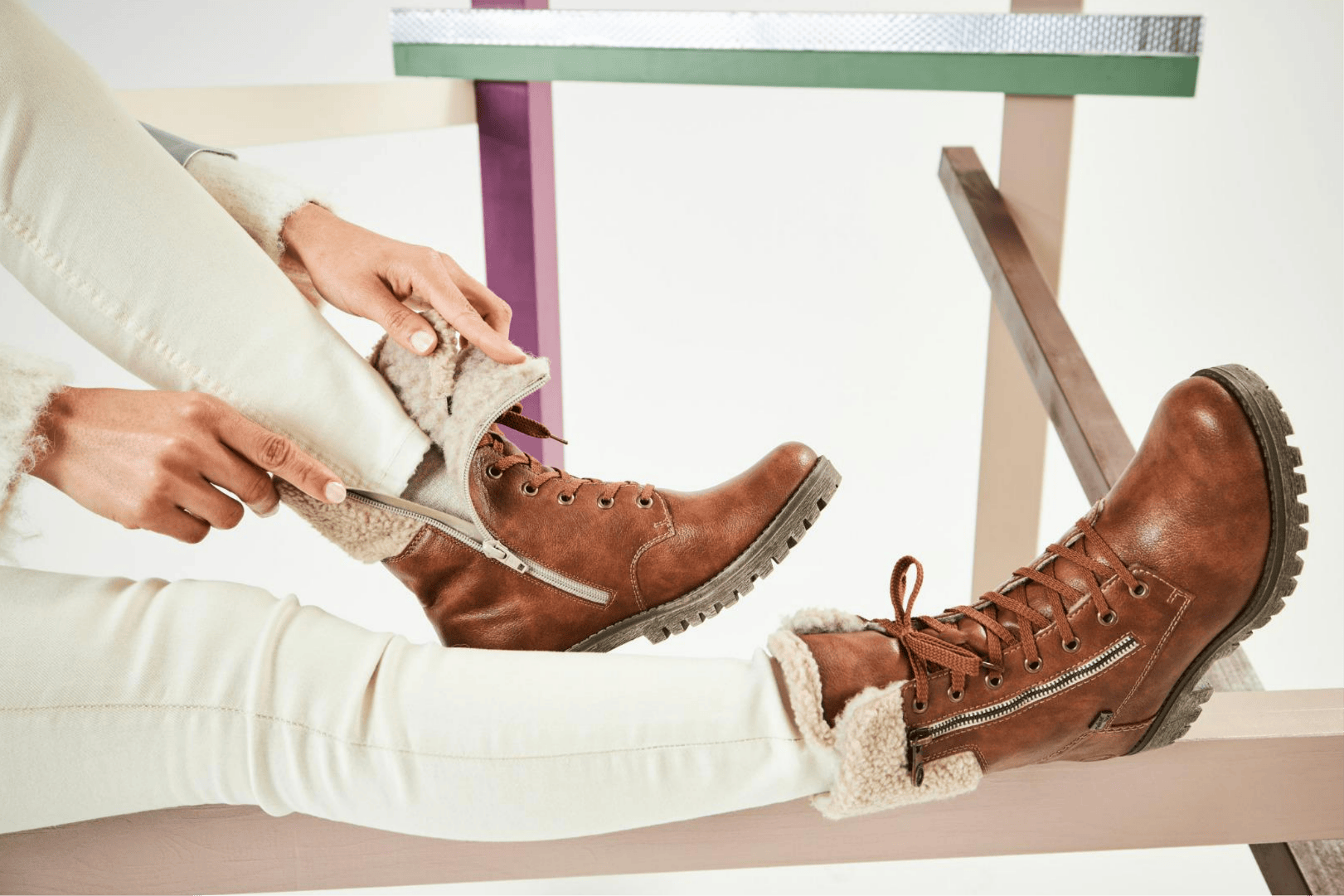 Rieker Stiefeletten 78522-24 mit Fell.