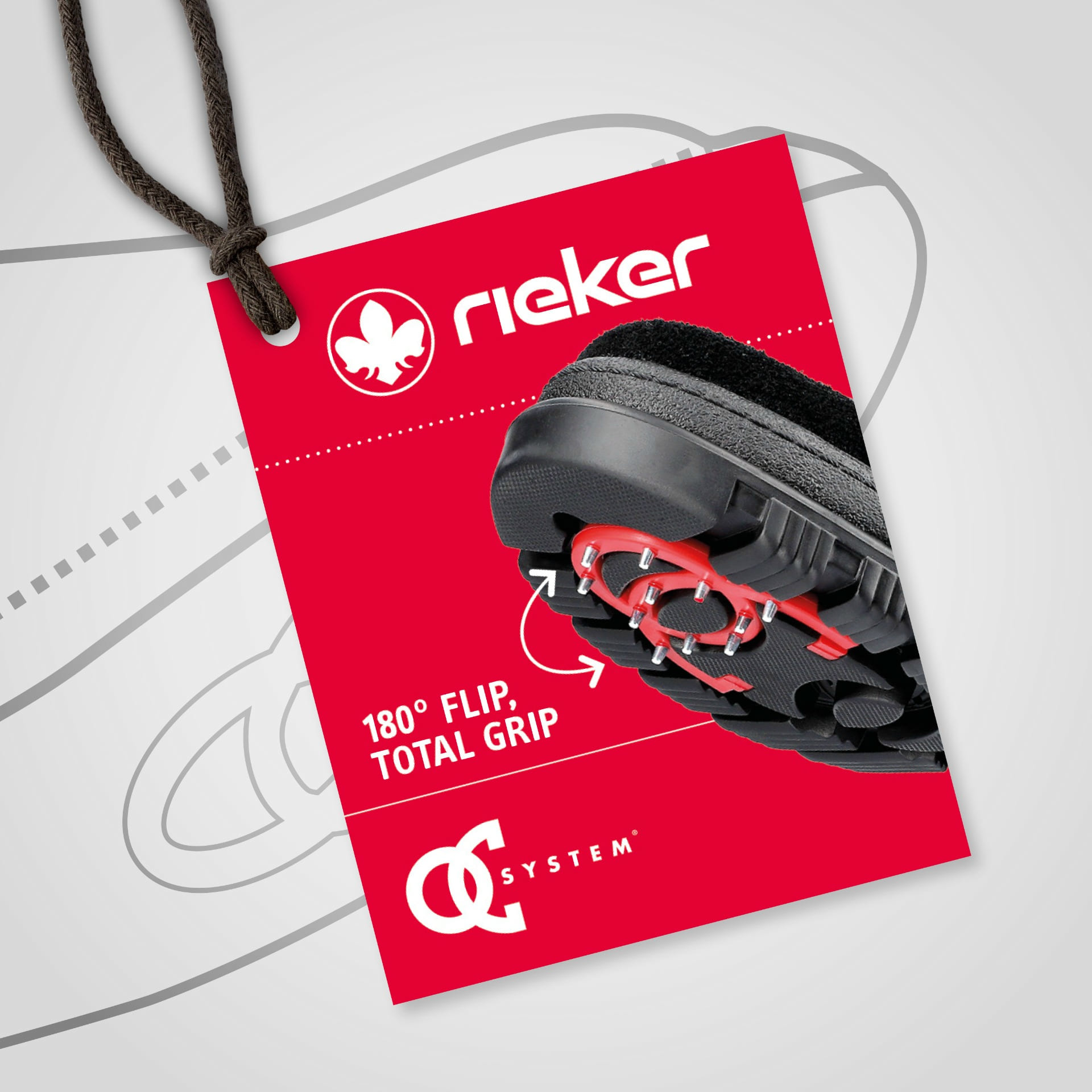 Icône de la fonctionnalité « chaussures flip-grip » de Rieker.